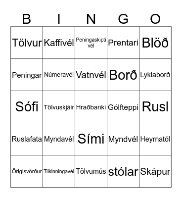 I banka Bingo Card