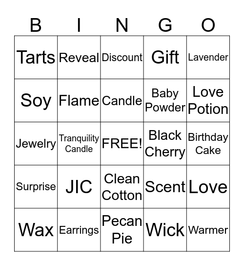 Jewelry In Candles Bingo! Bingo Card