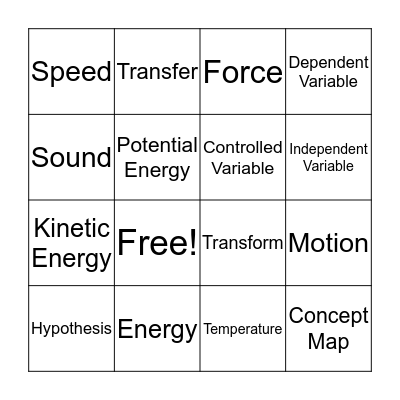 Vocabulary Bingo Card