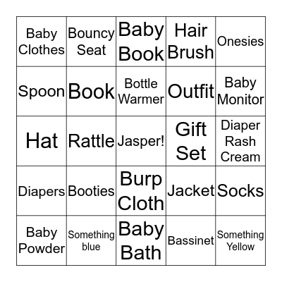 Emma's Baby Shower BINGO Card