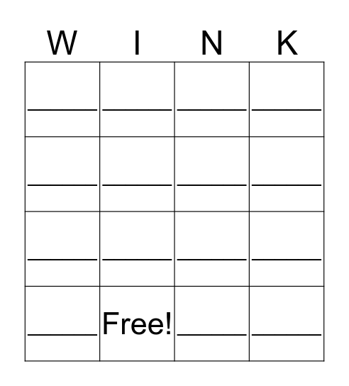 Wink Bingo Card