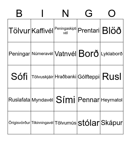 I banka Bingo Card