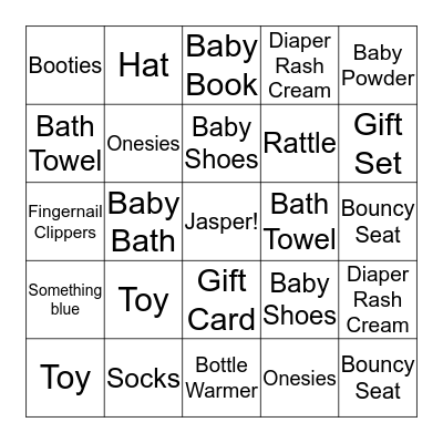 Emma's Baby Shower BINGO Card