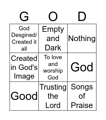 God: The Creator King Bingo Card