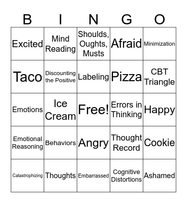 Cognitive Distortions Bingo Card