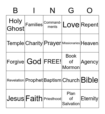 Ward Conference Bingo Card