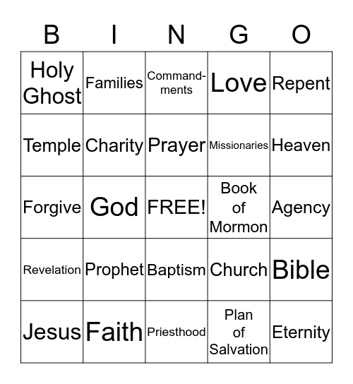 Ward Conference Bingo Card