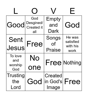 God: The Creator King Bingo Card