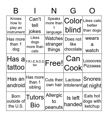 Biology Club Bingo Card