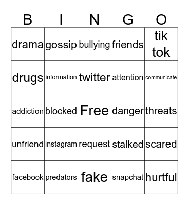 Social Media Bingo Card