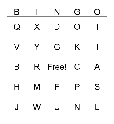 ABC Bingo Card