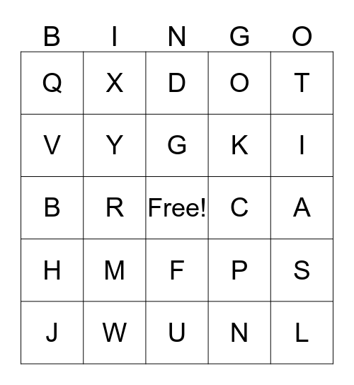 ABC Bingo Card
