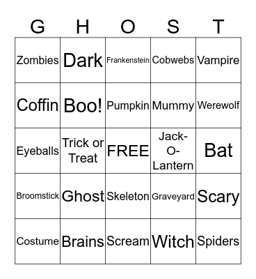 Halloween Bingo! Bingo Card