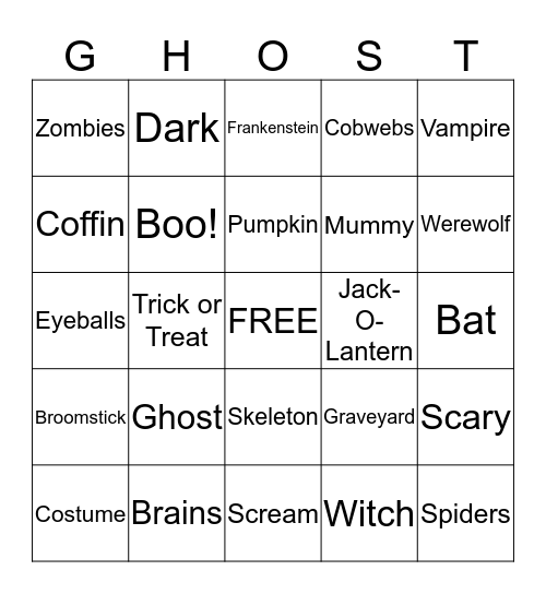 Halloween Bingo! Bingo Card