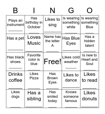 Social Bingo Card