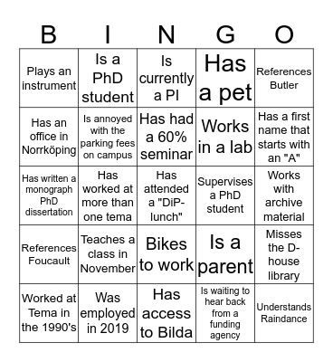 Tema-Bingo Card