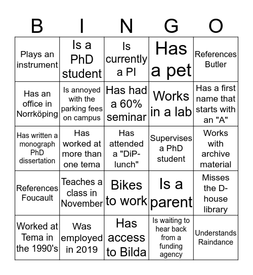 Tema-Bingo Card