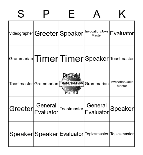 Northwest Suburban Toastmasters Bingo Card