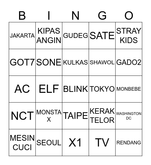 B I N G O  E I L E N E Bingo Card
