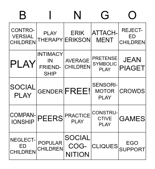 PEERS-CH. 15 Bingo Card