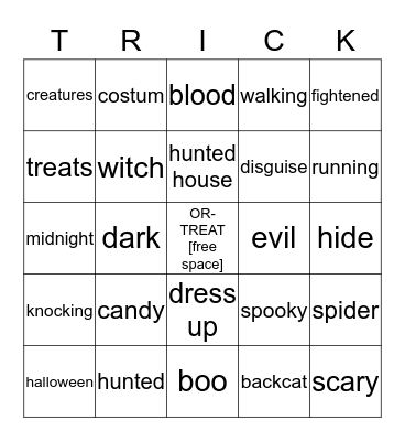 Peek A Boo Bingo Card