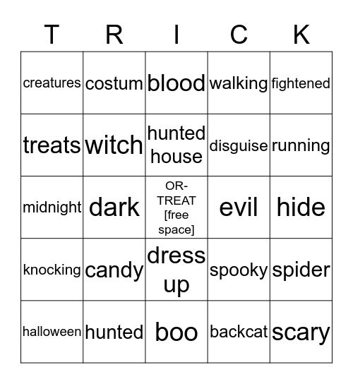 Peek A Boo Bingo Card