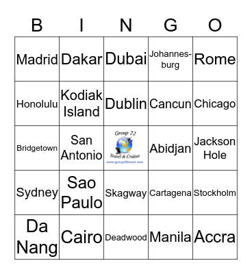Cities of the World Bingo Card