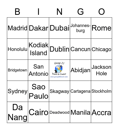 Cities of the World Bingo Card
