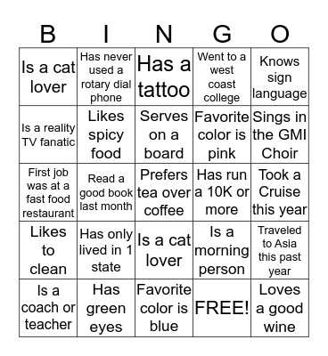Women's Mentor Circle Bingo Card