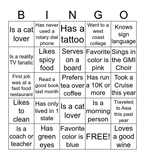 Women's Mentor Circle Bingo Card