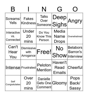 Colleen's Mood  Bingo Card