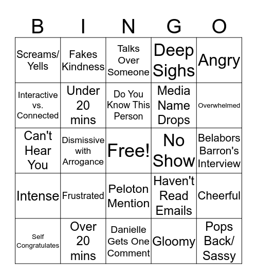 Colleen's Mood  Bingo Card