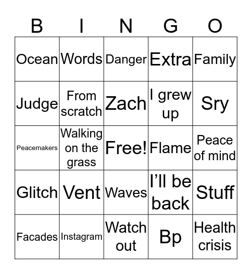 Zach Elfrink Bingo Card