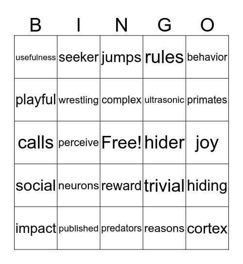Hide-and-Go Seek Bingo Card