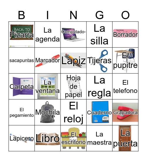 Los materiales de clase Bingo Card