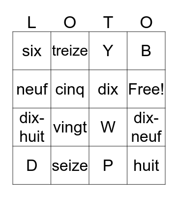 Alphabet et Nombres Bingo Card