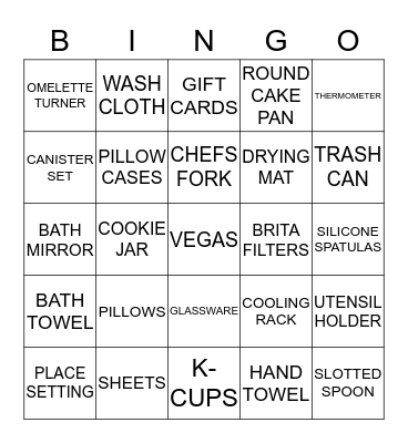 BRIDAL SHOWER Bingo Card