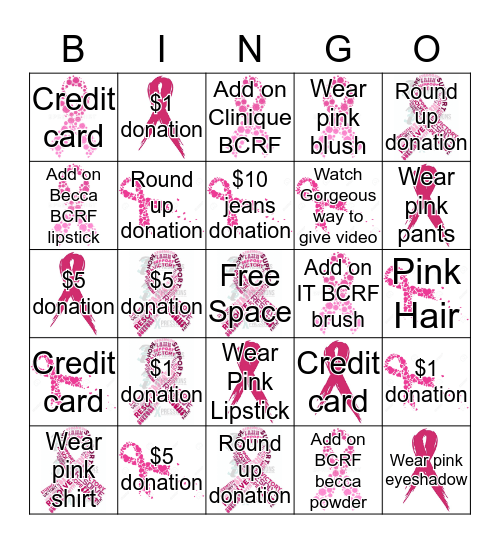 PinkGo Bingo Card