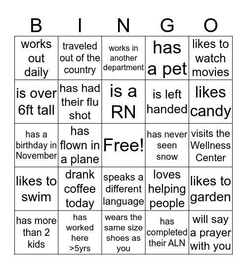 FIND SOMEONE WHO.. Bingo Card