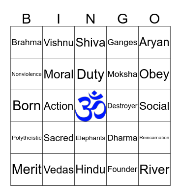 Hinduism Bingo Card