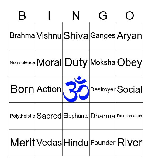 Hinduism Bingo Card