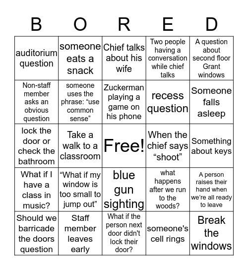 Don't Yell "Bingo!" Bingo Card