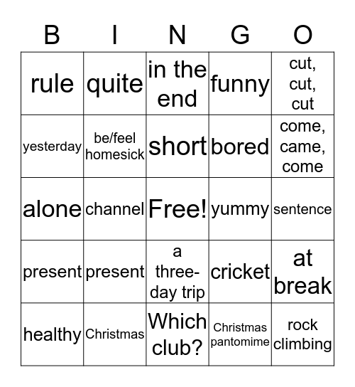 p 204 -205 and 270 Bingo Card