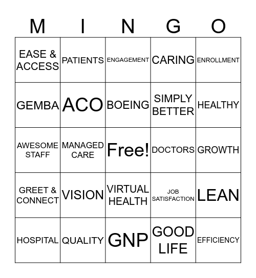 LET'S PLAY MINGO!  (MCMF Bingo) Bingo Card