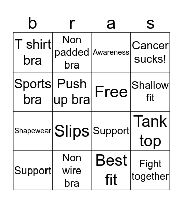 Fit for the cure 2019 Bingo Card