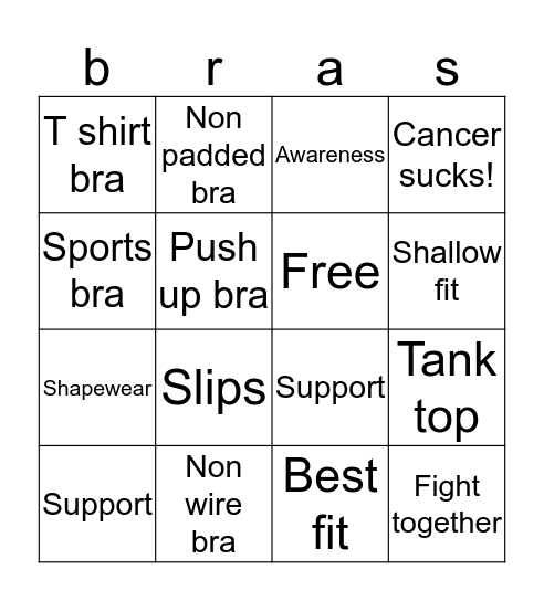 Fit for the cure 2019 Bingo Card