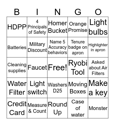 C.A.M. BINGO Card