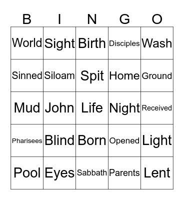 Pool of Siloam Bingo Card