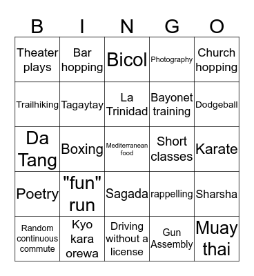mga words ni jj Bingo Card