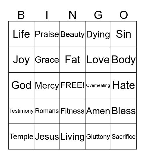 Sermon Bingo. (Do only during sermon) Bingo Card